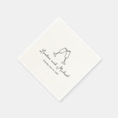 手描きのフルートの落書き 現代のウェディング スタンダードカクテルナプキン (角)