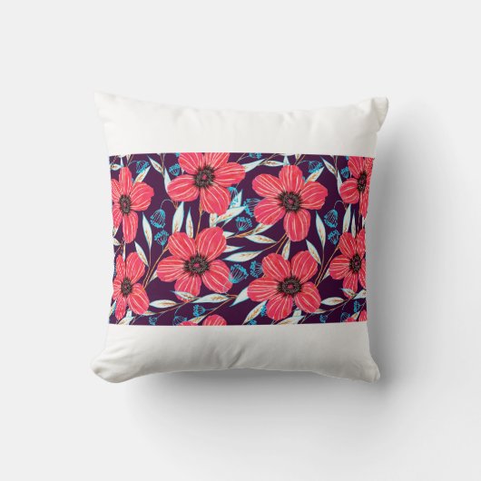 手描きのフローラの継ぎ目のない模様。スケッチ クッション (正面)