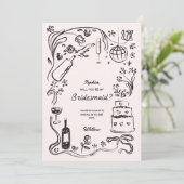 手描きのブライズメイド提案カード 招待状 (スタンド正面)