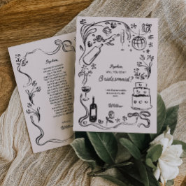 手描きのブライズメイド提案カード 招待状