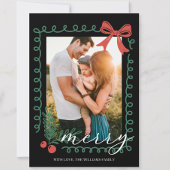 手描きのブラック 赤 緑 メリークリスマス シーズンカード