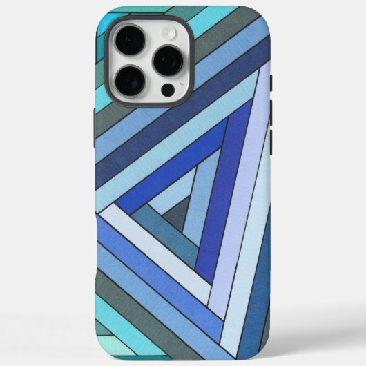 手描きのブルー幾何学トライアングルデザイン Case-Mate iPhoneケース (裏面)