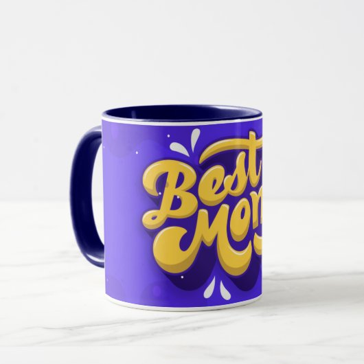 手描きのベスト・モム・エバー・パープルコーヒー マグカップ (正面左)