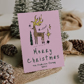 手描きのペイントがかわいいトナカイ メリークリスマス シーズンカード