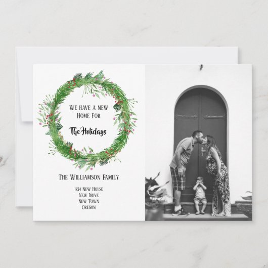 手描きのホリデーシーズン新居写真カード シーズンカード (正面)