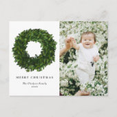 手描きのボックスウッドのリース　メリークリスマス　写真 シーズンポストカード (正面)