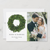 手描きのボックスウッドの花輪　結婚記念の写真 シーズンカード (正面)