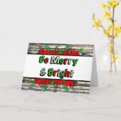 手描きのポインセチアと merry bright のクリスマスカード カード (黄色い花)