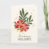 手描きのポインセチアの花束　クリーム色 シーズンカード (正面)