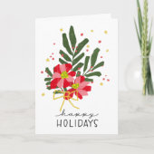 手描きのポインセチアの花束 シーズンカード (正面)
