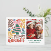 手描きのポップでカラフルなレトロファミリー シーズンカード (スタンド正面)