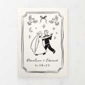 手描きのポップでラフな結婚式のイラスト 三つ折り案内状 (カバー)