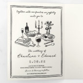 手描きのポップでラフな結婚式のイラスト 三つ折り案内状 (内部最初)