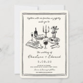 手描きのポップでラフな結婚式のイラスト 招待状 (正面)