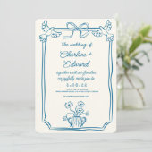 手描きのポップでラフな結婚式のイラスト 招待状 (スタンド正面)