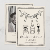 手描きのポップな筆記体で「Save the date」 セーブザデート (正面/裏面)