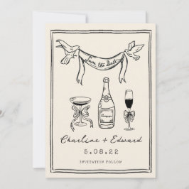 手描きのポップな筆記体で「Save the date」 セーブザデート