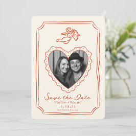 手描きのポップな筆記体で「Save the date」 セーブザデート