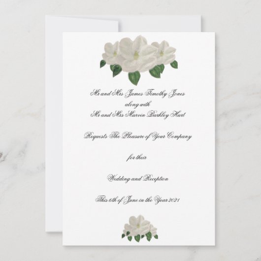 手描きのマグノリア マグノリアのウェディング 招待状 (正面)