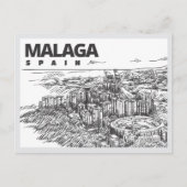 手描きのマラガ スペインのランドマーク ポストカード (正面)