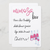 手描きのミモザ バー サイン 招待状 (正面/裏面)