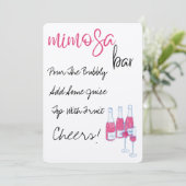 手描きのミモザ バー サイン 招待状 (スタンド正面)