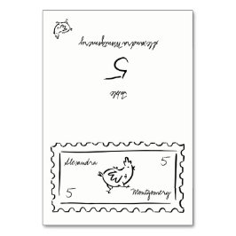 手描きのメニュー選択ウエディングプレイスカード 手描きのイラストが可愛い テーブルナンバー
