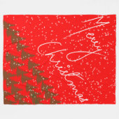 手描きのメリークリスマス フリースブランケット (正面(横))