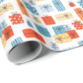 手描きのモダンなクリスマスギフト ホリデープレゼント ラッピングペーパー (ロールコーナー)