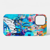 手描きのモダンなマルチカラーミクストメディアアート iPhoneケース (裏面横)
