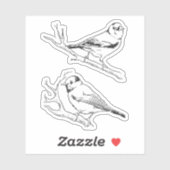 手描きのモダンな自然の鳥 黒と白 シール (シート)