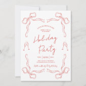 手描きのモダンな赤いホリデービジネススタッフパーティー 招待状 (正面)