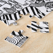 手描きのモノクロの野生動物アート ジグソーパズル (側面)