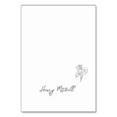 手描きのモノクロ結婚式プレイスカード テーブルナンバー (正面)