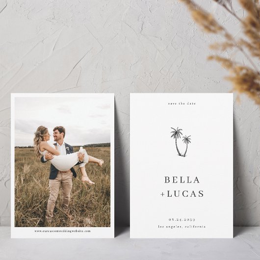 手描きのヤシの木の写真 ウェディングウェブサイト セーブザデート