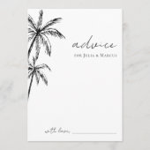手描きのヤシの木の目的地ウェディング アドバイスカード (正面)
