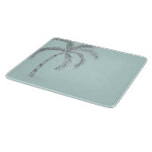 手描きのヤシの木+黒と白の葉 カッティングボード (角)