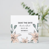 手描きのユリとグリーンでお知らせする結婚式の保存日 (スタンド正面)