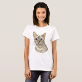 手描きのユーモラスなスノーベンガルキャット Tシャツ (正面フル)