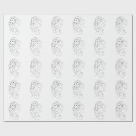 手描きのライオン - ミニマリスト ラインアート ラッピングペーパー