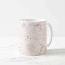 手描きのラインガーデンと熱帯の花。 コーヒーマグカップ