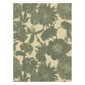 手描きのラインガーデンと熱帯の花。 テーブルクロス (正面)