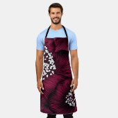 手描きのラクダの花柄 エプロン (着用した状態)