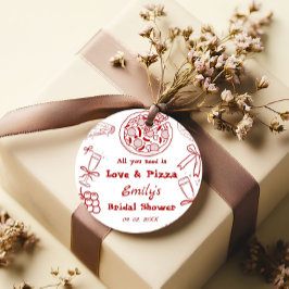 手描きのラブ＆ピザ ブライダルシャワー フェイバータグ