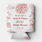 手描きのラブ & ピザ ブライダルシャワー 缶クーラー (裏面)