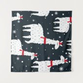 手描きのラマの背景。カラフルなシームレスパターン。動物と雪。かわいい装飾的な壁紙。重なり合う背景のビ タペストリー (正面(横))