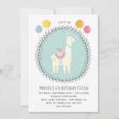 手描きのラマの誕生日パーティー 招待状 (正面)