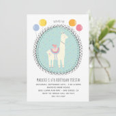 手描きのラマの誕生日パーティー 招待状 (スタンド正面)