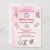 手描きのリハーサルディナーの前夜 招待状 (裏面)