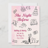 手描きのリハーサルディナー前夜 招待状 (正面)